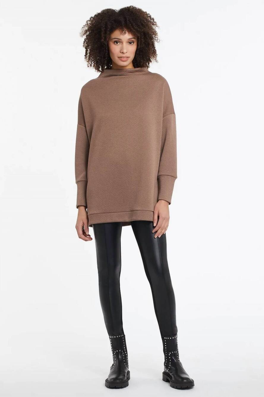NEW TRIBAL verona vegan leather combination leggings in black